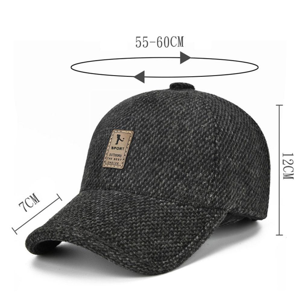 Men Winter Baseball Hat With Earflaps Cap Keep Warm Cap Baseball Fitted Ear Adjustable Outdoor Hats Sports Thick X6t3