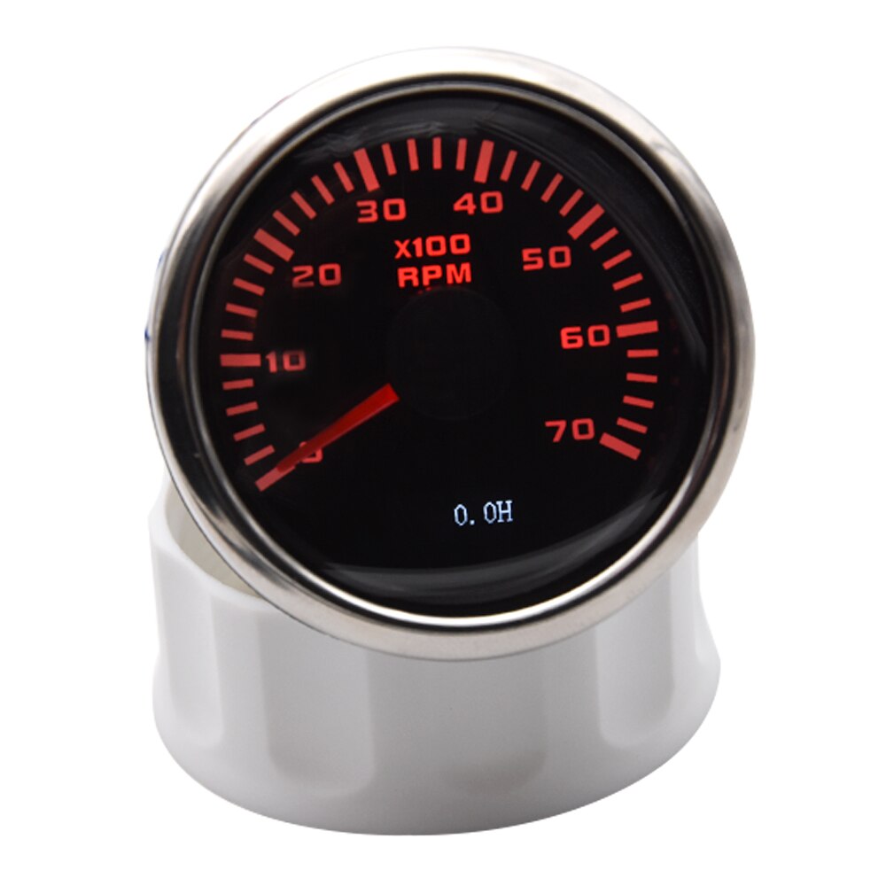 Tacómetro de 52mm, medidor de 7000RPM con luz trasera roja para coche y barco, 9-30V