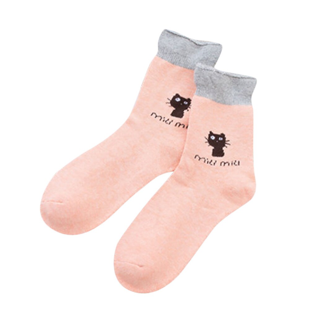 Womens Super Soft Warm Cozy Kitty Fuzzy Fleece-lined With Grips Slipper Autumn Winter Female Girls Street Socks#P2