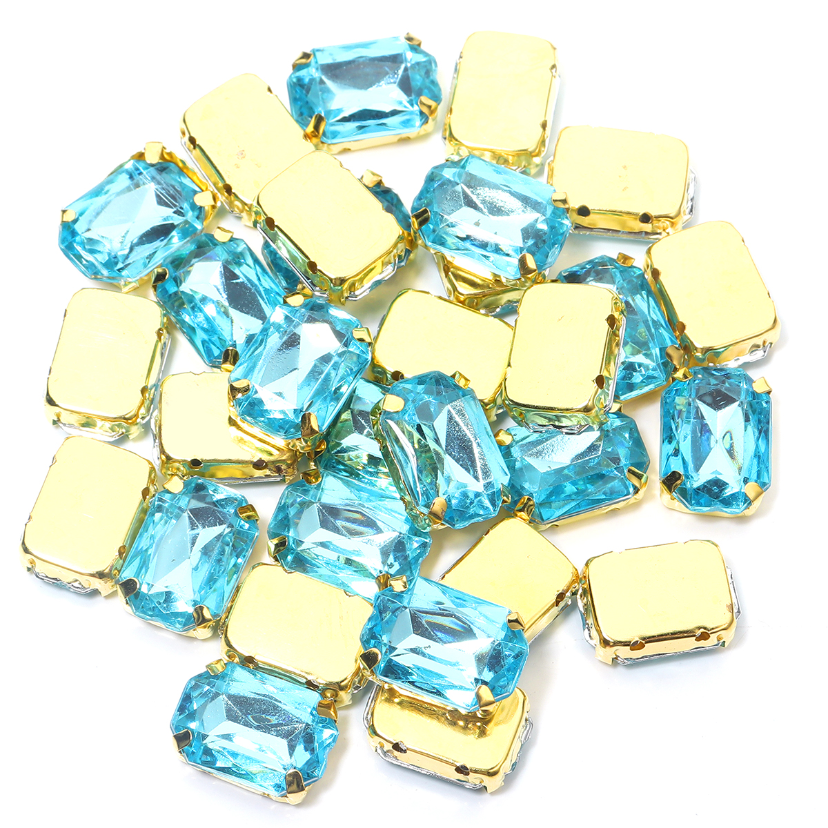 30 stuks 10 x 14mm rechthoekige kristallen glazen strass-steentjes, handgenaaide acryl strass-steentjes met gouden klauw voor kledingaccessoires: Rood