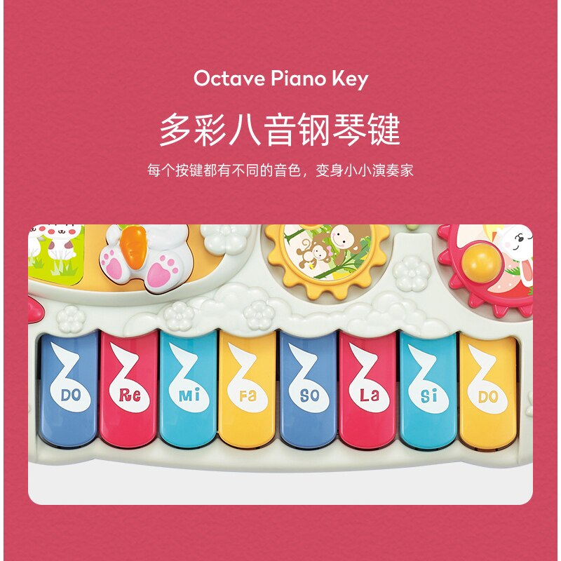 Multifunctional Baby Walker Stand-to-Sit Trolley Toddler Learning Walk with Early Music Education piano