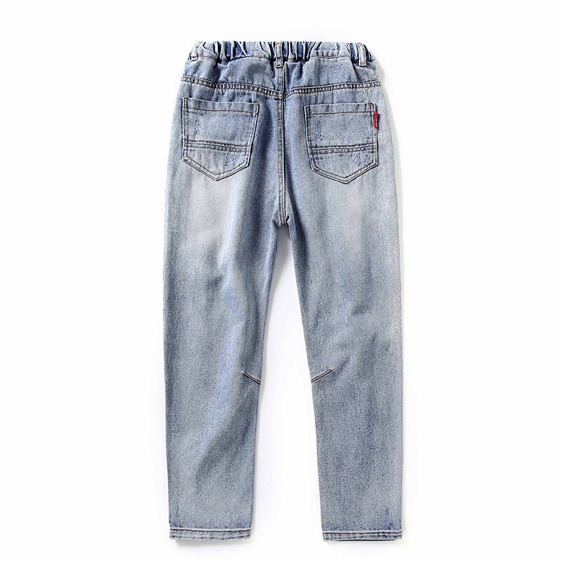 Børn jeans teenage drenge efterår klassisk lang bukser hul denim bukser barn afslappet jeans til drengetøj 10 år 6-14y