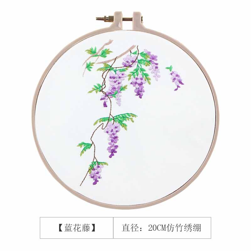Handmade Chinese Flower Embroidery Kit with Hoop Needlework Cross Stitch Swing Meet Sets Art Handcraft Painting Wall Decor: 4