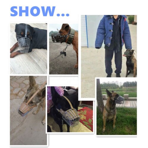 M-XL de malla metálica ajustable para perros y mascotas, cesta de alambre fuerte negra/marrón, bozal para perros, bozal antimordida, bozales para morder y ladridos