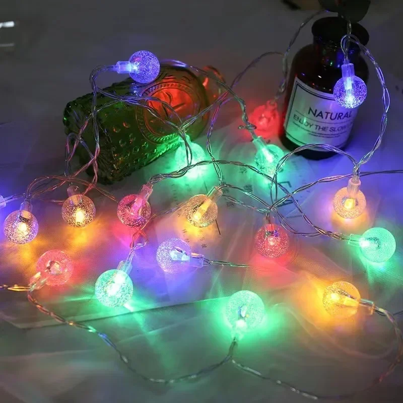 Guirnalda de luces con bolas de cristal de burbujas, guirnaldas de luces LED alimentadas por USB/batería para bodas, Navidad, fiestas y decoración del hogar