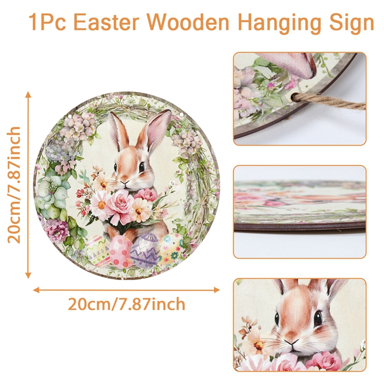 Panneau de porte en bois lapin de Pâques, Hello Welcome, Lapin de Pâques, Carotte, Plaque, Face Pendant, Joyeuses Pâques, Décor de fête, 2025: Olive
