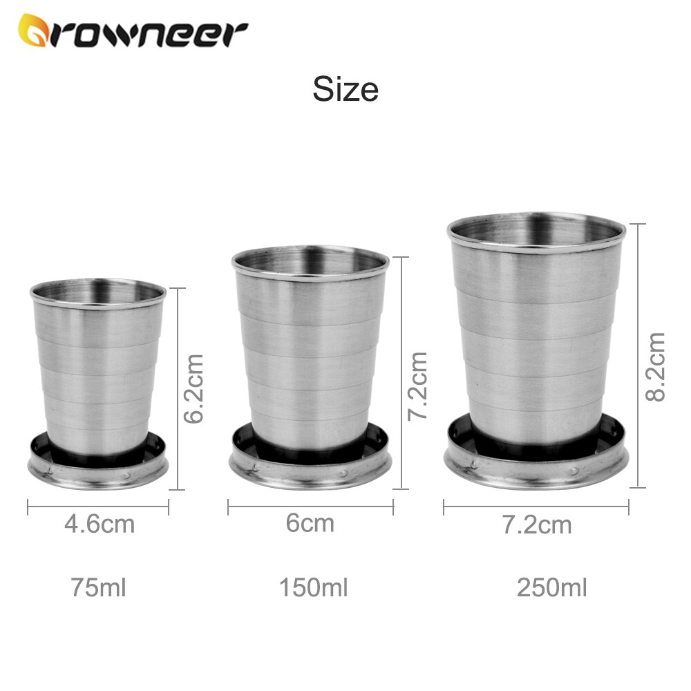 Gobelet pliant rétractable en acier inoxydable, gobelet pliant, gobelet Blackjack, tasses à thé, verre pliant de 75ML, 150ML et 250ML