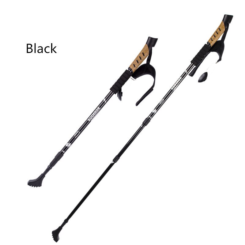 4 farger justerbar utendørs vandrepinne trekking 3- seksjoner vandrepinne aluminium vandrepinner camping fjellklatring: Svart