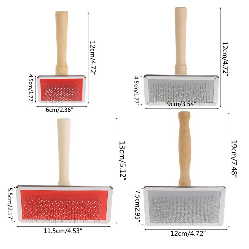 Lemmikkieläinten hoitokampa karvojen poisto irrota harja puukahva slicker koiran kissatarvike kampa kissa koiran hiusten hoito puhdistus kylpyharja: L