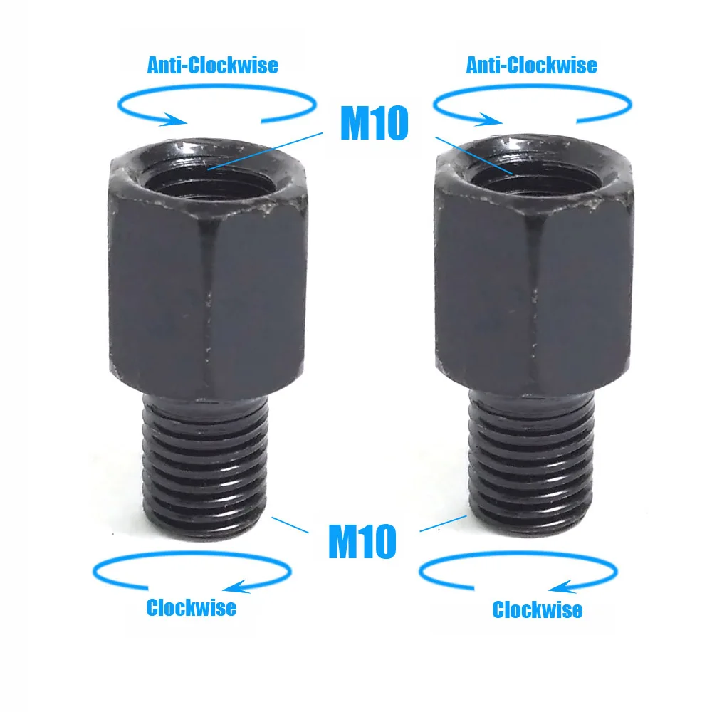 Coppia adattatori per specchietti moto neri M10 10MM M8 8MM Specchi retrovisori Conversione bullone in senso orario Anti-orologio Destra Sinistra filettatura: Champagne