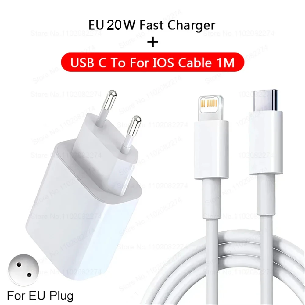 PD 20W USB C Fast Charger for iPhone 13 12 11 14 Pro Max 8 Plus Mini XR XS SE Quick Charging USB Type-C Cable for iPhone Charger: IL
