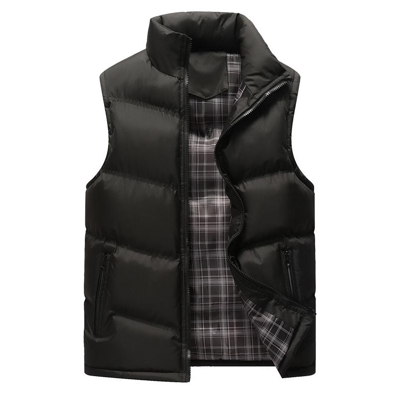 Brand Winter Mens Vest Slim Fit Warm Sleeveless Jacket Male Plus Size Clothing Man Waistcoat Cotton-Padded Thickening Coats: black / XXXL