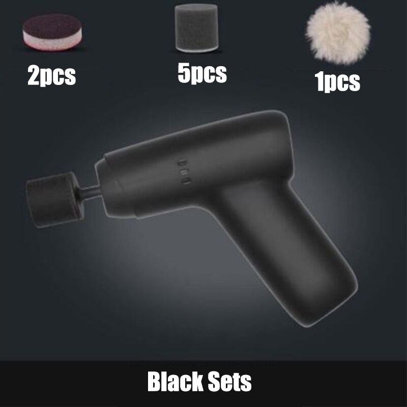Car Mini Electric Wireless Charging Polishing Scratch Removal Repair Waxing Machine Cleaning Tools: black