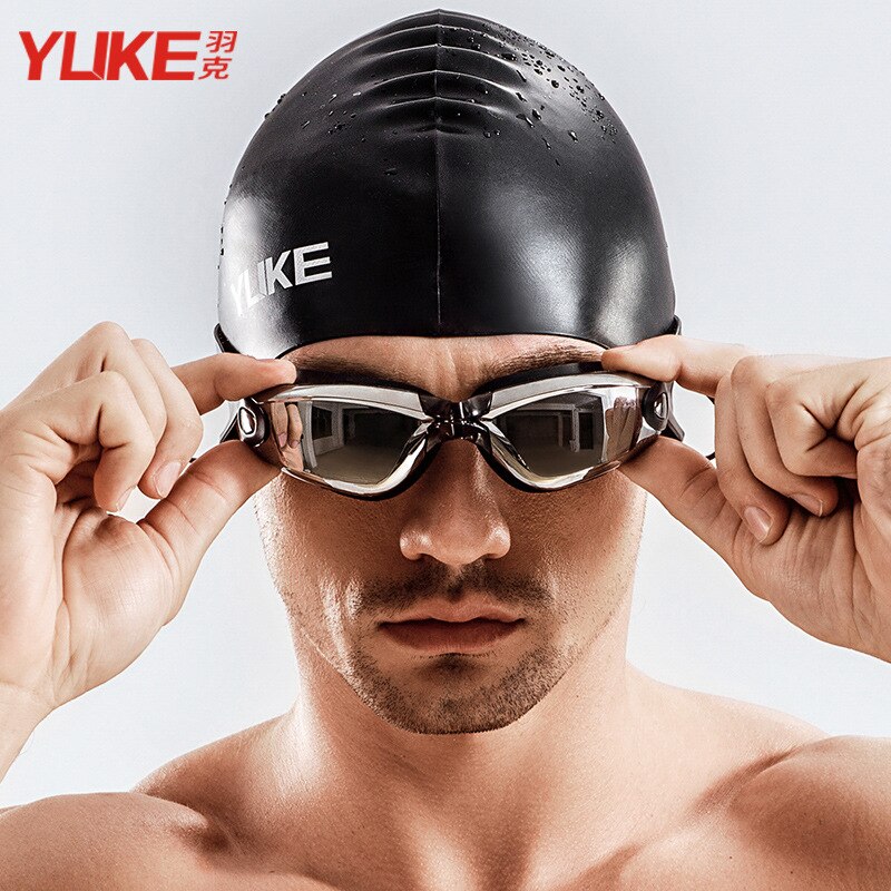 YUKE Swimming Goggles Earplug Adult Silicone Swim Cap Pool Glasses anti fog Adult Optical Waterproof Eyewear