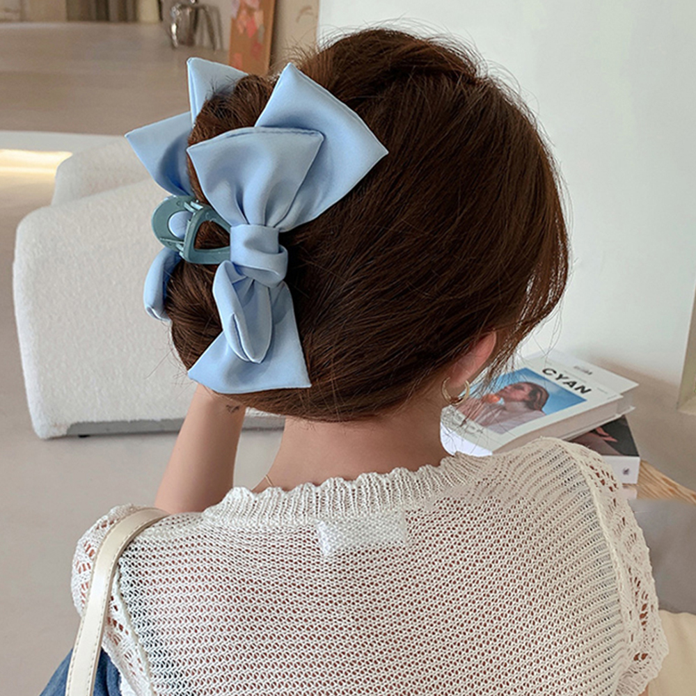 Pinza para el pelo con lazo grande, horquilla con garra de tiburón, pasadores con lazo sólido para coleta, accesorios para el cabello para mujer, diademas: Azul cielo