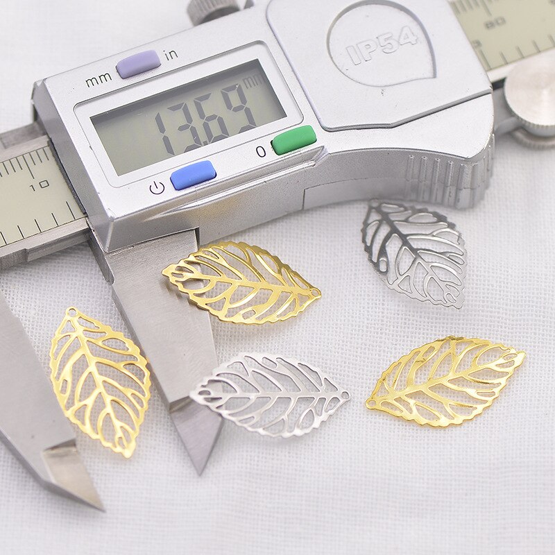 20 stks/partij Goud Zilver Rvs Holle Bladeren Charms Handgemaakte DIY Europese Charme voor Armbanden & Hangers Sieraden Maken