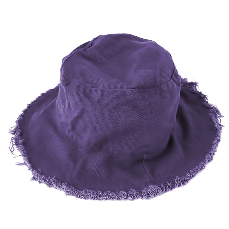 Fisherman bucket lue lue for strand sport unisex casual lue frynsete sommer solhette kanter servant lue sammenleggbar vaskbar lue: Lilla