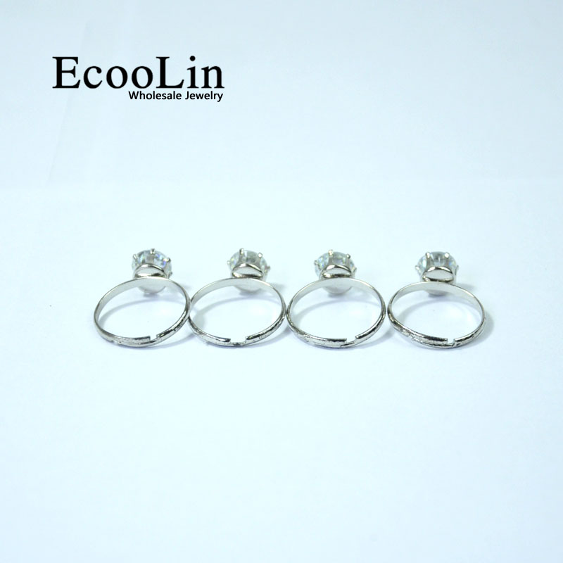 10 Uds EcooLin joyería 1,0 quilate, zirconio anillos Chapado en plata lotes para mujeres paquetes a granel LR4023