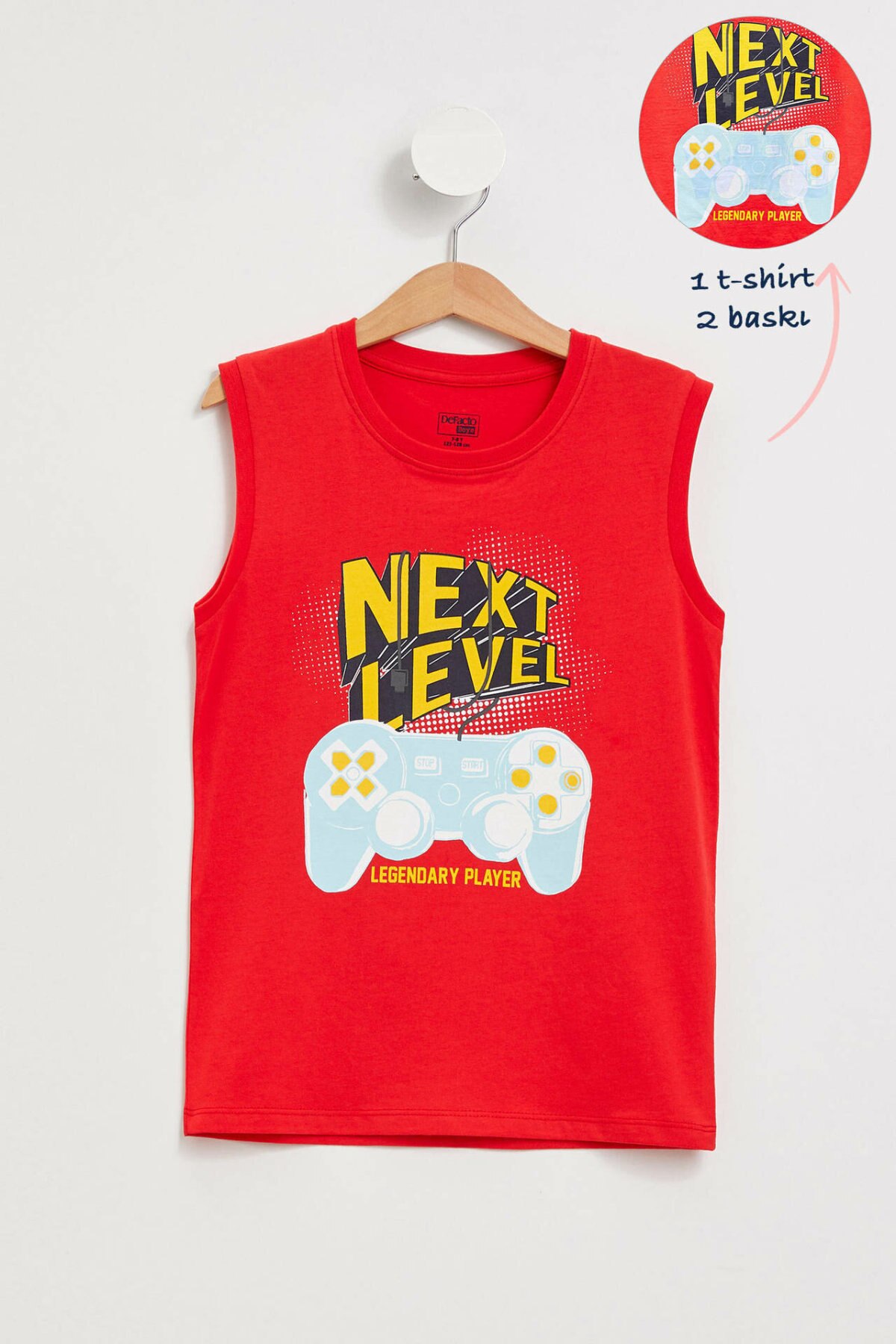 DeFacto Junge Oansatz Weste Kinder Lässig Brief Muster Tank Jungen Tops Sport Komfort Neue Rot Sommer-K6782A619SM