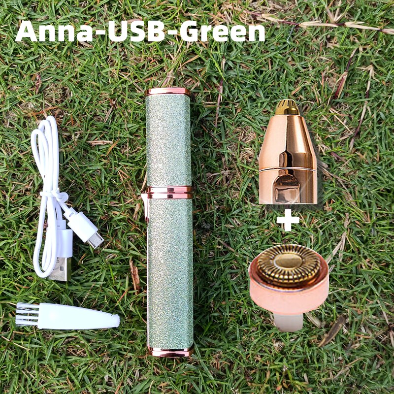 2-in-1 augenbrauen Trimmer machen-hoch-Werkzeug für frauen für augenbrauen mäihr rasiermesser für gesicht entferner kosmetik für frauen augenbrauen epilierer: Anna-USB-Grün
