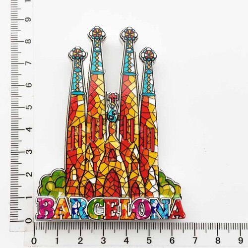 Imanes de nevera de Barcelona, España, mosaico de colores, recuerdo turístico, pegatina magnética para refrigerador, decoración, artesanía escénica, Idea de: 2