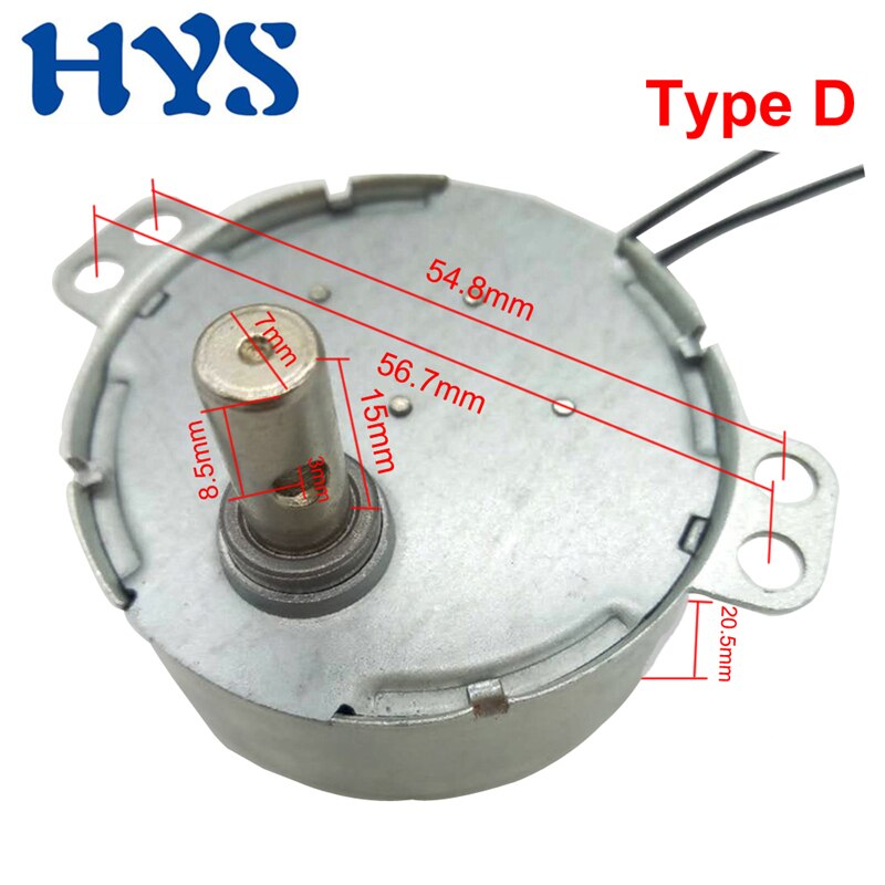 Mini Moor-moteur synchrone 4W, 220V, 110V, 5V, 6V, 9V, 12V, 24V, 0.9/1.7/2.4/10/70 tr/min, réducteur à œufs, ventilateur, TYC-50