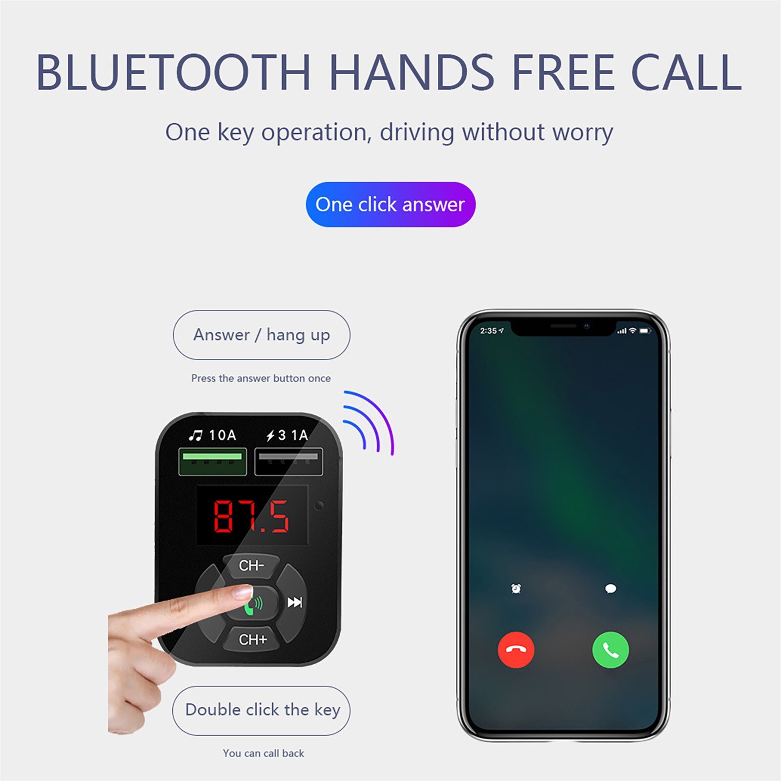 In Car Bluetooth FM Transmitter Radio MP3 Wireless Adapter Car Cigarette Lighter Adapter Chargers Wireless In-Car Bluetooth Kit