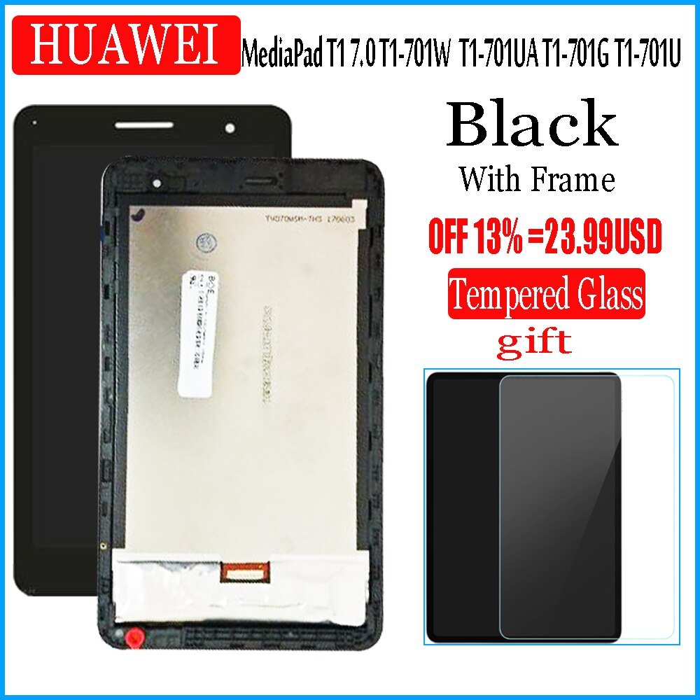 For HUAWEI MediaPad T1 7.0 T1-701W 701UA T1-701 T1-701UA T1-701G T1-701U LCD Display and with Touch Screen Digitizer Assembly