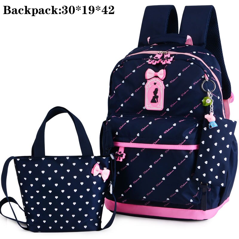 Meisjes schooltas, basisschoolrugzakken voor jongens, meisjes 3- delige schooltas, waterdichte rugzak, casual reistassen: 6062 donkerblauw
