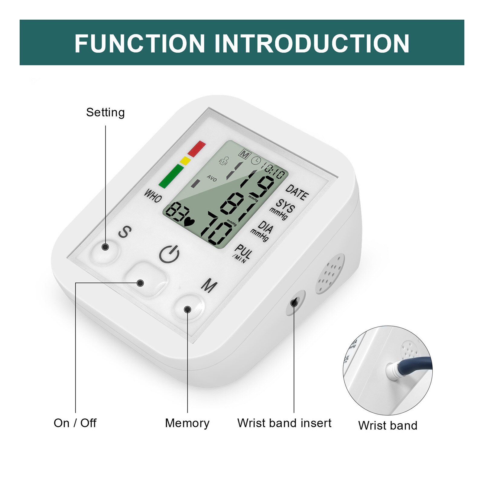 Bloeddrukmeter Huishouden Arm Band Bloeddrukmeter Lcd Display Nauwkeurige Meting Tonometer