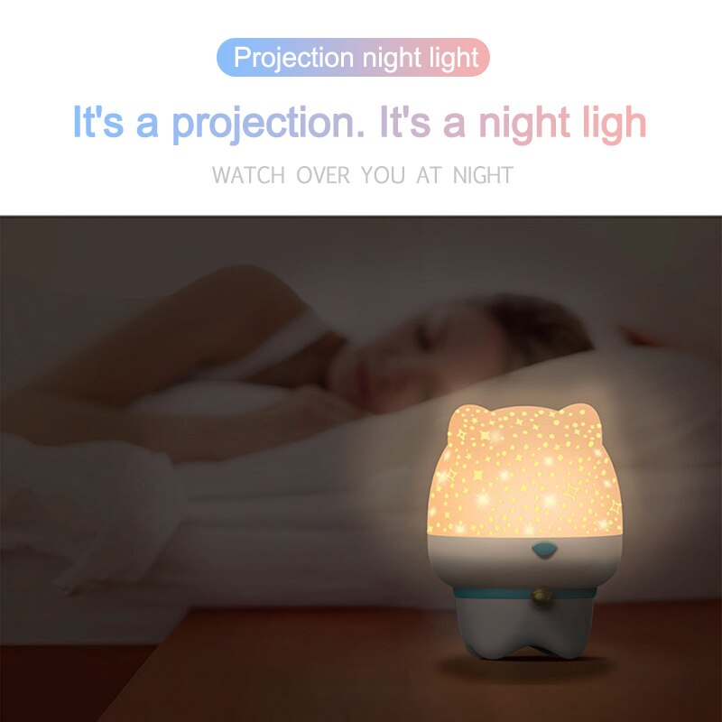 Førte projektor stjerne nattelys natlys bt højttaler fjernbetjening timer berøringslampe til børn børn baby soveværelse børnehave