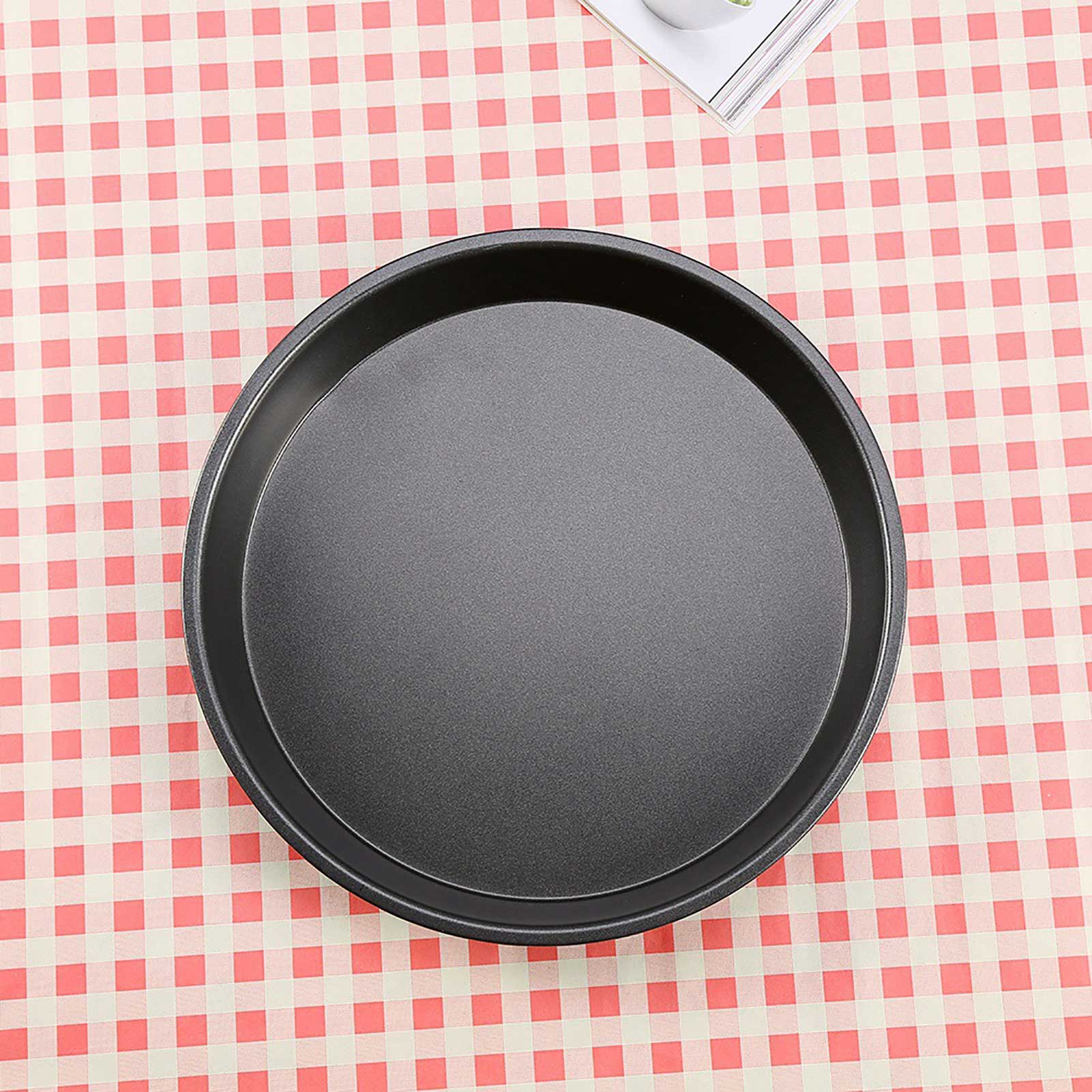 Bandeja redonda antiadherente de acero al carbono para hornear Pizza, 23x4cm, horno microondas, platos para hornear, bandeja para pasteles