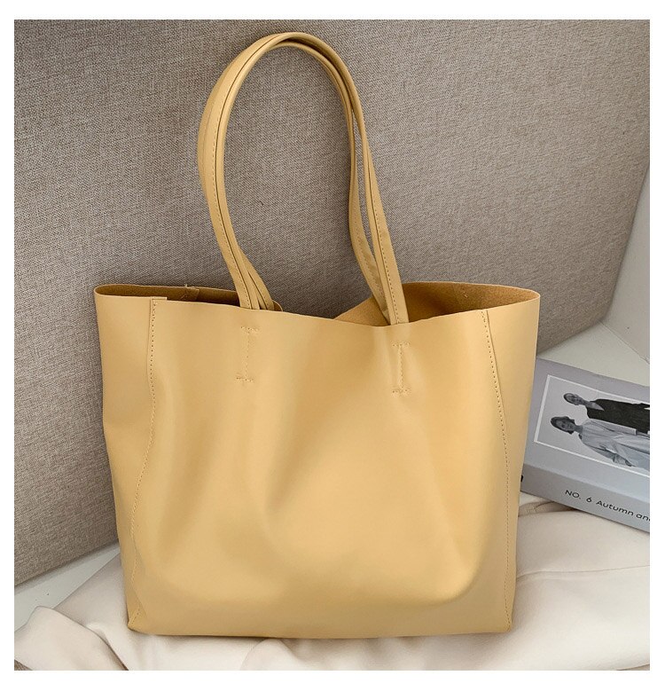 Vrouwen Tote Bag Grote Capaciteit Eenvoudige Pu Leer Vrouwelijke Schoudertassen Voor Dames Shoper Zak Luxe Goedkope Tassen: big yellow
