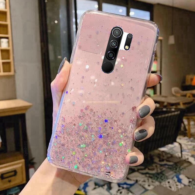 For xiaomi redmi9 cases Glitter Phone Case For xiaomi redmi 9 Case Bling Glitter Soft Back Cover For xiaomi redmi9 cases: Pink