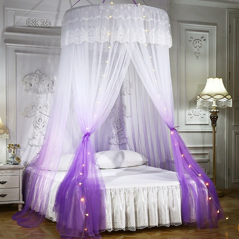 Mosquito Net Three-door Mosquito Net Anti-insect Bed Canopy Summer Palace Mosquito Net Single Double Bed Decor: Dark Purple 120x270