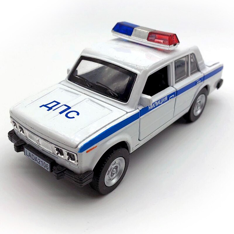 Pressofuso In lega Auto 1:28 Bilancia Lada Niva 1:32 Bilancia Priora/2106 Modello di Veicolo Da Collezione Giocattolo Tirare Indietro Auto con il suono e La Luce: 2106-Police car