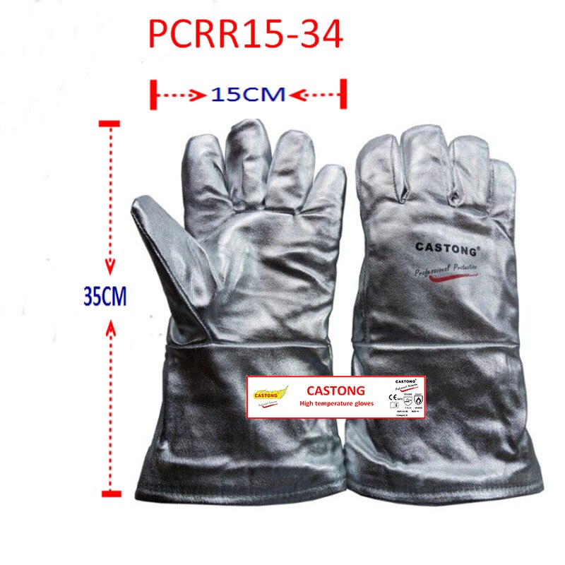 CASTONG-guantes ignífugos de alta temperatura, papel de aluminio + aislamiento de algodón, protección antiquemaduras, 200 grados: PCRR15-34