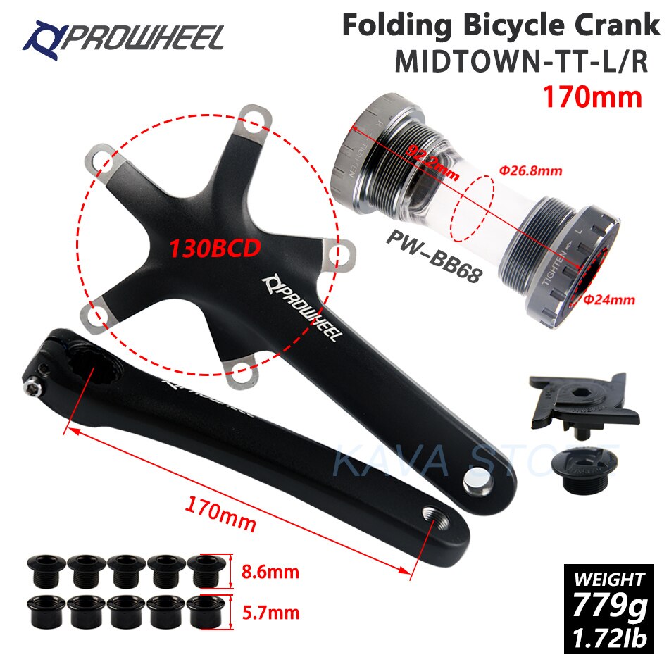 PROWHEEL ROAD Bike Crank 170 172.5mm 110/130BCD Crankset with BB Bottom Bracket Foldable Bicycle Cranks Aluminum Alloy: MIDTOWN-TT 170 BB