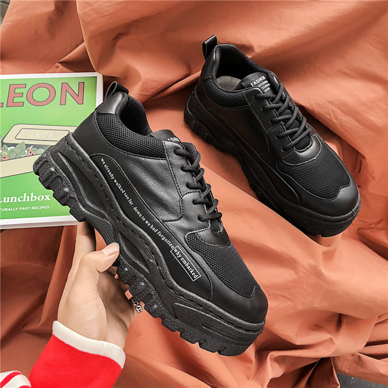 Excargo skor herr vita sneakers platå höst skor för män chunky sneakers svarta andas bekväma