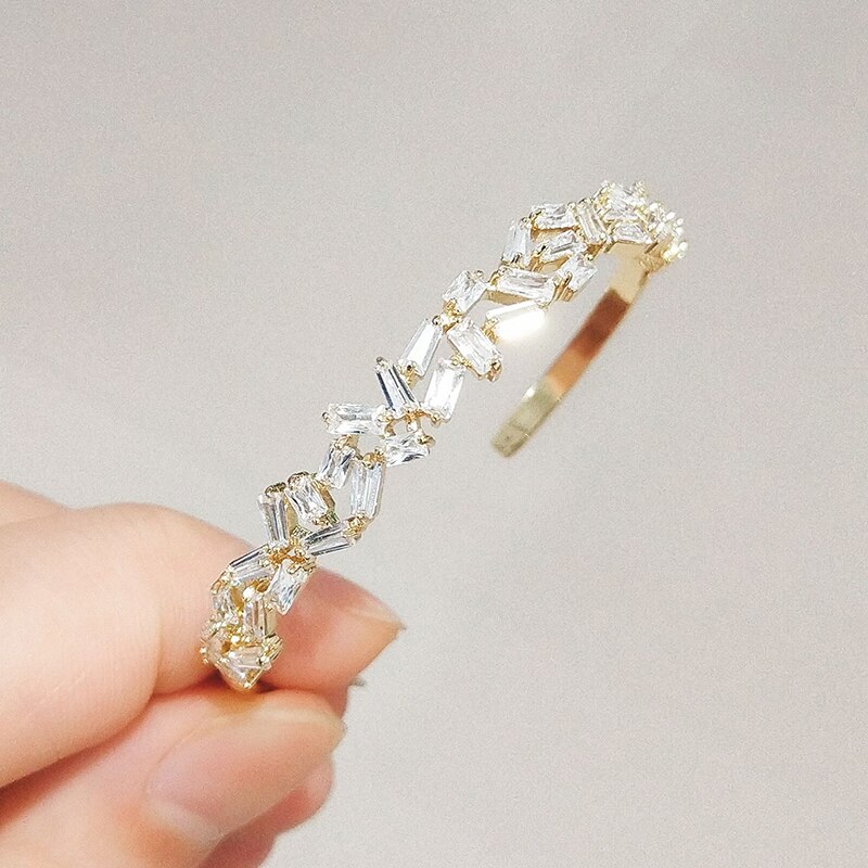 Zakol elegante aaa zircônia cúbica ajustável jóias de noiva do vintage pulseira para o casamento feminino jantar festa presente aniversário fsbp2006