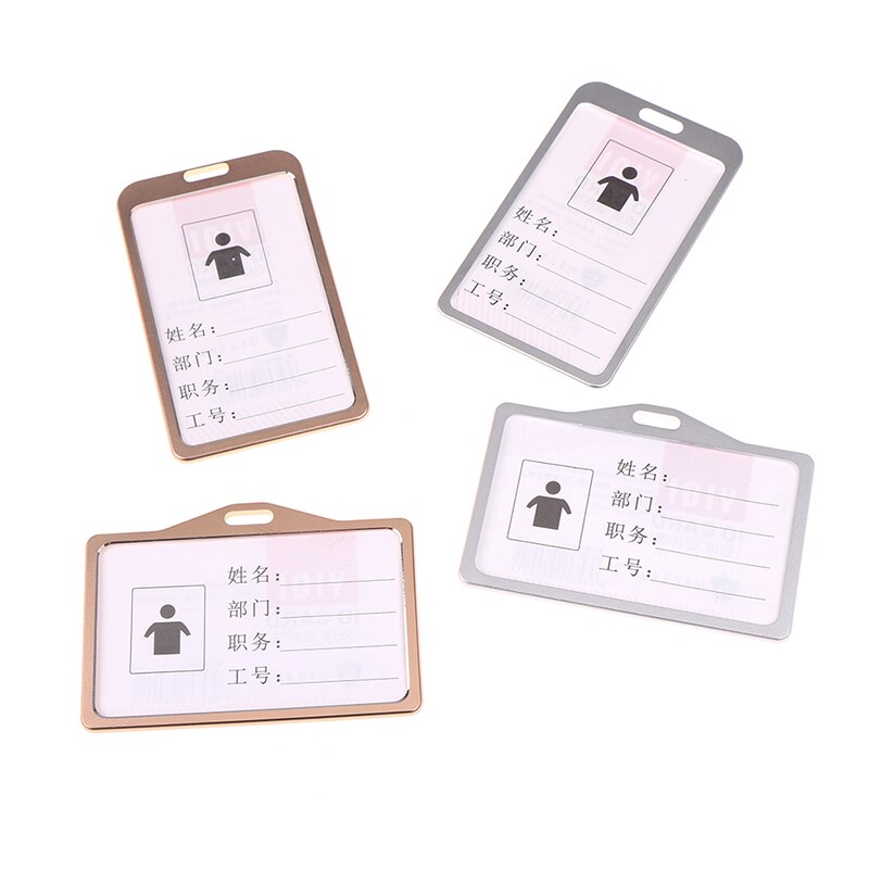 1pc Work Name Card Holders Aluminum Alloy Card Holder Business Card ID Badge Holder Vertical Metal ID Business Case