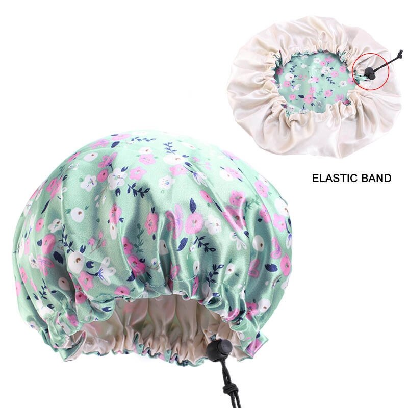 Adjustable Baby Silky Satin Bonnet Double Layer Flower Sleep Caps Girl Night Turban Children Solid Headwear Hat Hair Accessories: Type 3