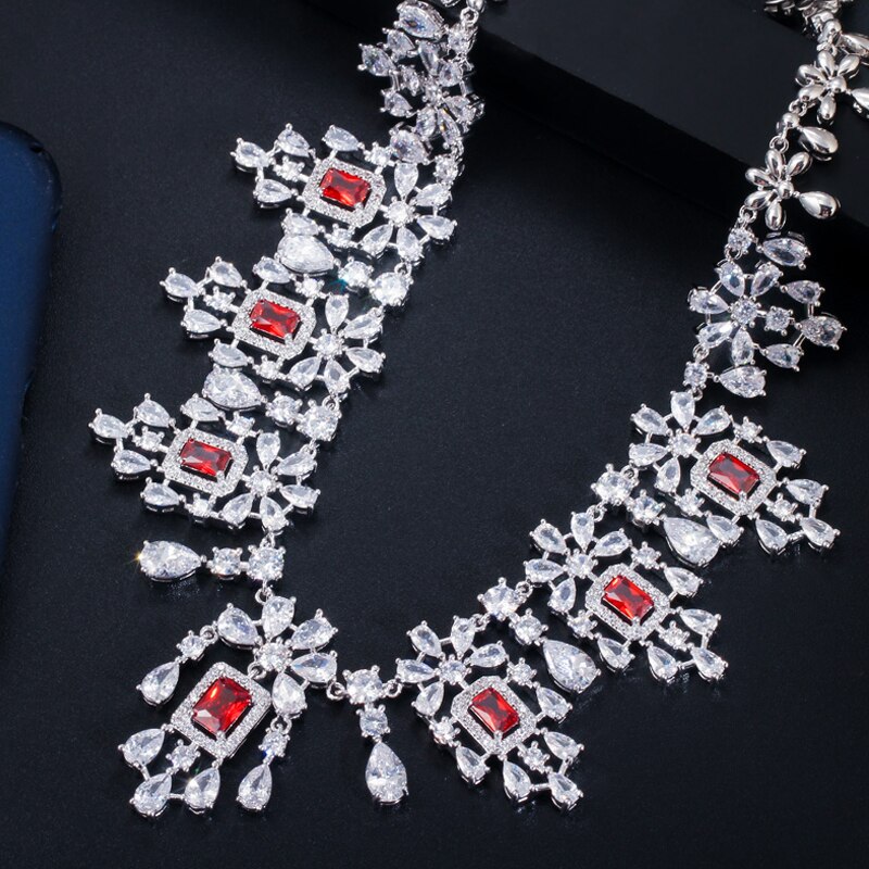 Beakeen-boucles d'oreilles et colliers en zircone cubique vert, grands ensembles de bijoux de mariée de dubaï, accessoires de mariage, JS207