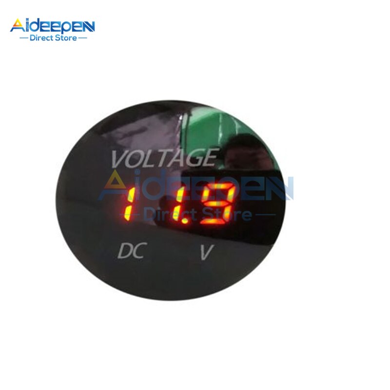 Dc 5v-48v vandtæt ledet display digitalt voltmeter bil motorcykel spændingsmåler spændingstester til auto batteri 12v 24v 36v: Orange