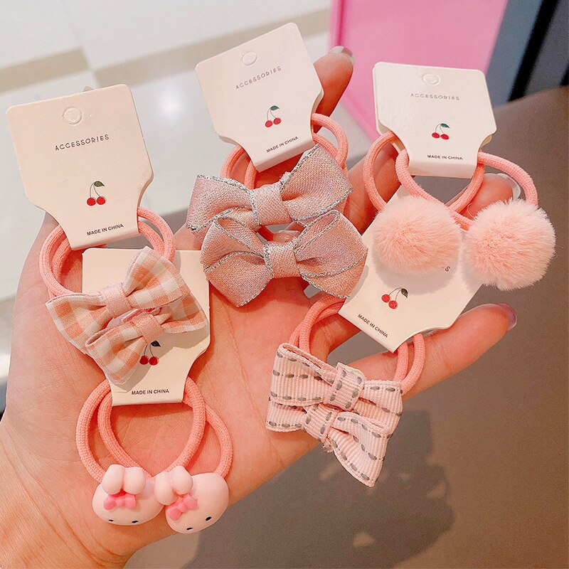 Ensemble d'élastiques à cheveux pour bébé fille, 10 pièces, bandeau en caoutchouc, couvre-chef de dessin animé, accessoires pour cheveux: pink