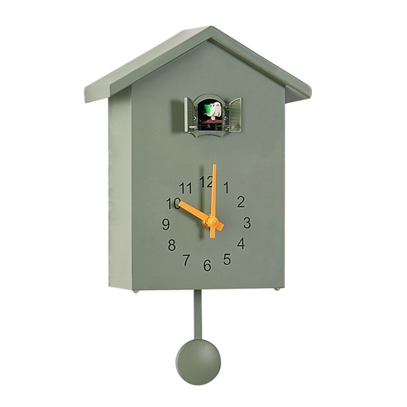 Horloge murale en plastique pour coucou, voix d&#39;oiseau naturelle ou appel de coucou, pendule , maison d&#39;oiseau, maison d&#39;art mural: green