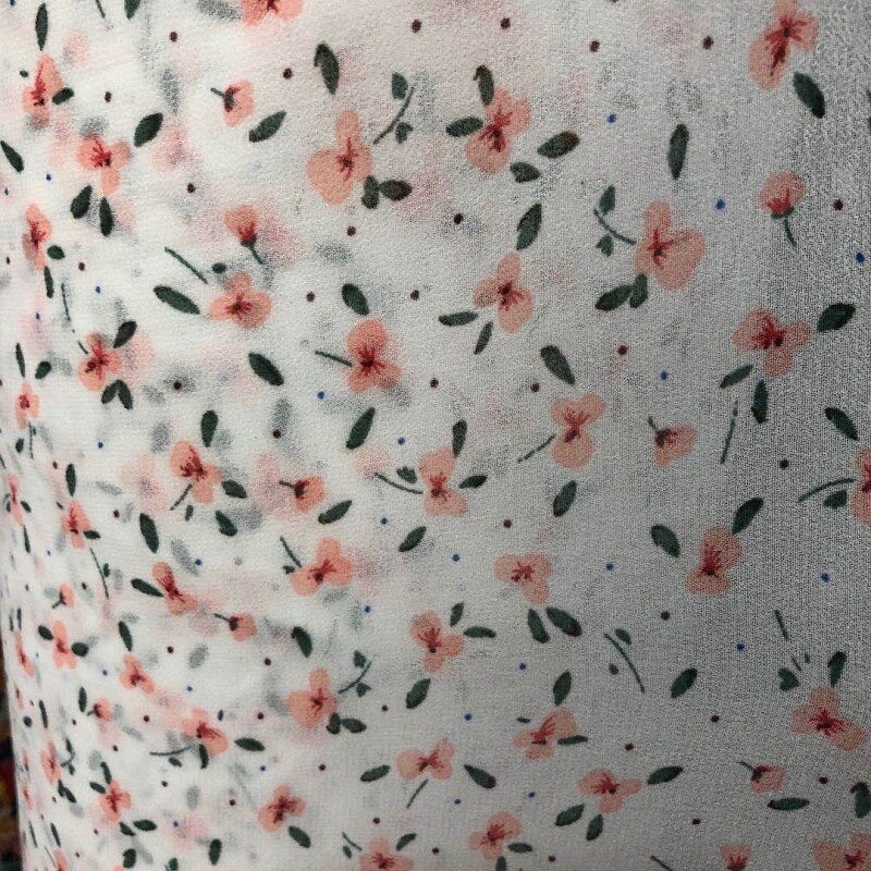 150cm bredde chiffon perle stof blomster mønster små blomster kan se igennem til nederdel jakkesæt pandebånd ch -8207