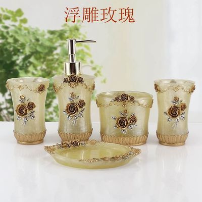 Beautiful butterfly floral 5PCS Resin Bathroom Accessories Set Soap Dispenser/Toothbrush Holder/Tumbler/Soap Dish white: 8
