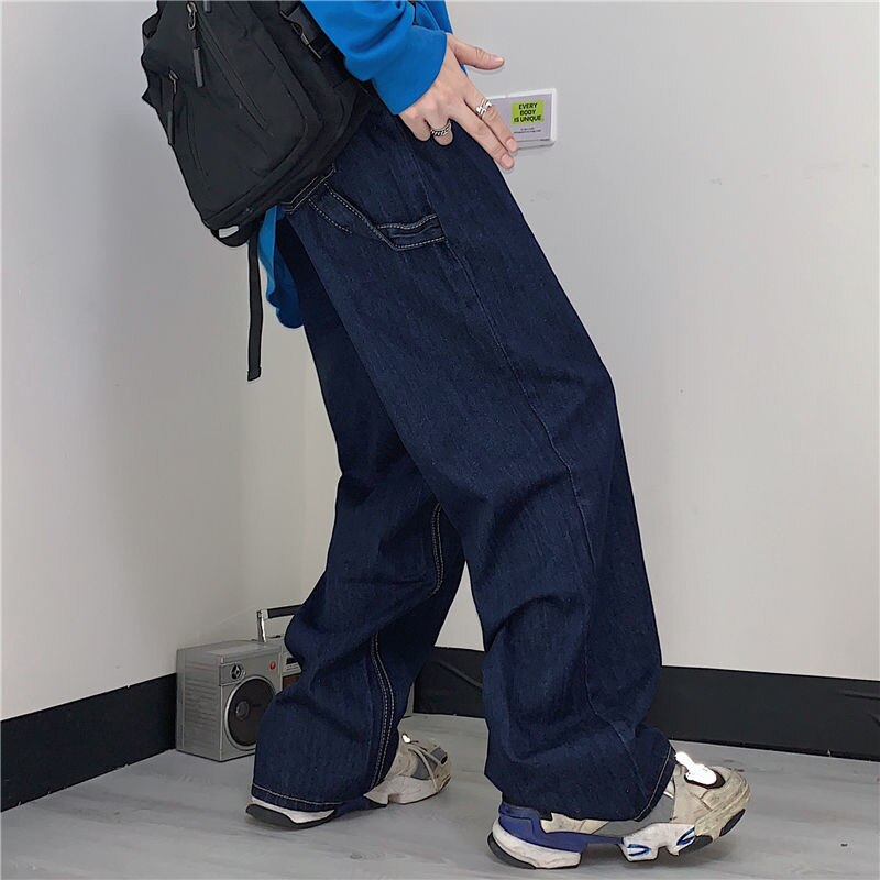saferido Summer Gradient Denim Shorts Men's Fashion Retro Denim Shorts Mens Streetwear Korean Loose Hip-hop Straight Denim Shorts Men