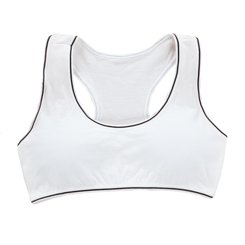 Girls' brassiere development period no steel ring with insert elastic pure cotton sports solid color underwear vest